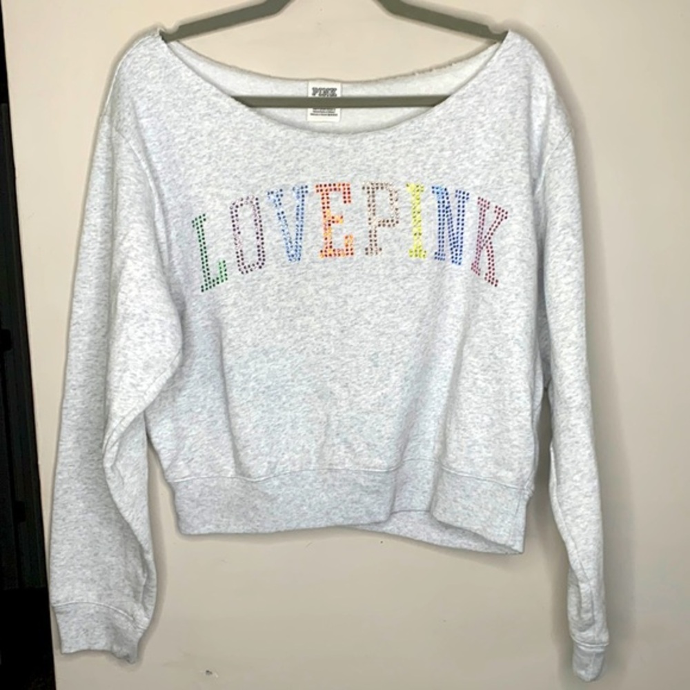 PINK Victoria's Secret Off-the-Shoulder Sweater in Gray
